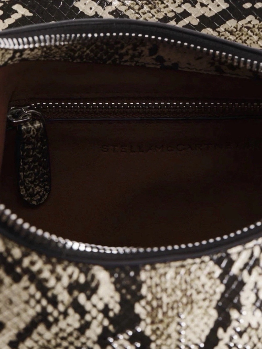 Stella McCartney Black and Beige Faux Snakeskin Shoulder Bag - Picture 4 of 5